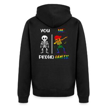Dab Skeleton Rainbow Proud Queer Pride LGBT - Unisex Premium Bio Zip Hoodie - Schwarz - Hinten - Nico (187cm)