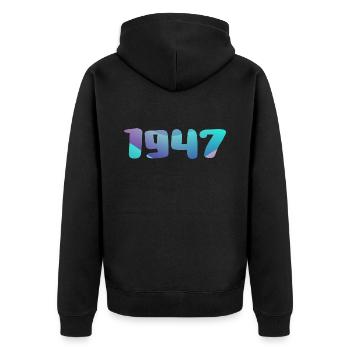 Geburtstagsgeschenk 1947 Jahrgang 1947 Retro 1947 - Unisex Premium Bio Zip Hoodie - Schwarz - Hinten - Nico (187cm)