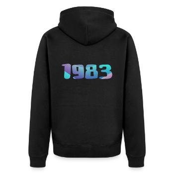 1983 Geburtstagsgeschenk Vintage 1983 Retro 1983 - Unisex Premium Bio Zip Hoodie - Schwarz - Hinten - Nico (187cm)