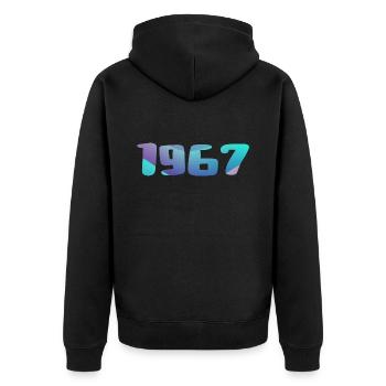 1967 Geburtstagsgeschenk Vintage 1967 Retro 1967 - Unisex Premium Bio Zip Hoodie - Schwarz - Hinten - Nico (187cm)