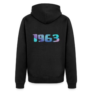 1963 Geburtstagsgeschenk Vintage 1963 Retro 1963 - Unisex Premium Bio Zip Hoodie - Schwarz - Hinten - Nico (187cm)