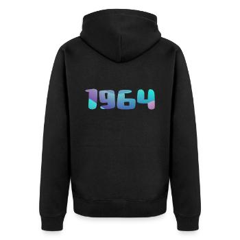 Geburtstagsgeschenk 1964 Jahrgang 1964 Retro 1964 - Unisex Premium Bio Zip Hoodie - Schwarz - Hinten - Nico (187cm)