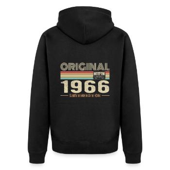 Original 1966 Jahrgang 1966 Retro Geburtstag 1966 - Unisex Premium Bio Zip Hoodie - Schwarz - Hinten - Nico (187cm)