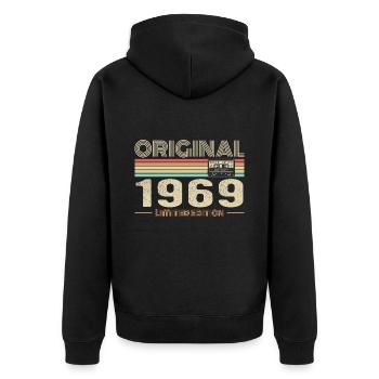 Original 1969 Vintage 1969 Retro Birthday 1969 - Unisex Premium Organic Zip Hoodie - black - Back - Nico (187cm)