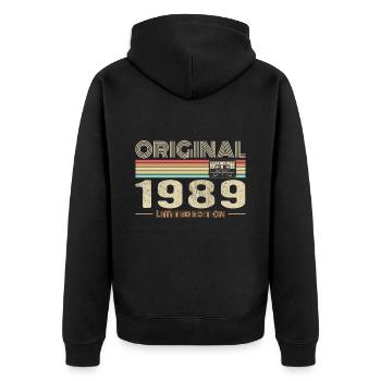 Original 1989 Vintage 1989 Anniversaire Rétro 1989 - Veste à capuche bio Premium Unisexe - noir - Dos - Nico (187cm)