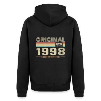 Original 1998 Vintage 1998 Anniversaire Rétro 1998 - Veste à capuche bio Premium Unisexe - noir - Dos - Nico (187cm)