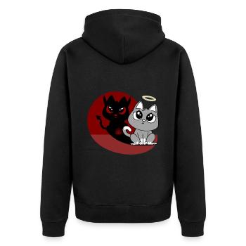 What? I Was's Not - Devil Angel Evil Cat - Unisex Premium Organic Zip Hoodie - black - Back - Nico (187cm)