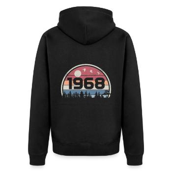 57e Anniversaire 1968 Fête Anniversaire 1968 Rétro - Veste à capuche bio Premium Unisexe - noir - Dos - Nico (187cm)