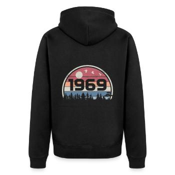 56e Anniversaire 1969 Fête Anniversaire 1969 Rétro - Veste à capuche bio Premium Unisexe - noir - Dos - Nico (187cm)