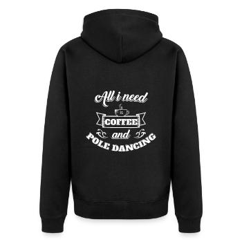Pole Dance Alles Kaffee Und Pole Dancing - Unisex Premium Bio Zip Hoodie - Schwarz - Hinten - Nico (187cm)