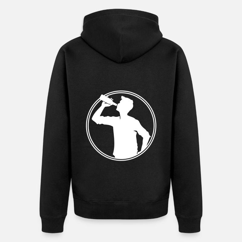 Trinker Bier Silhouette - Unisex Premium Bio Zip Hoodie - Schwarz