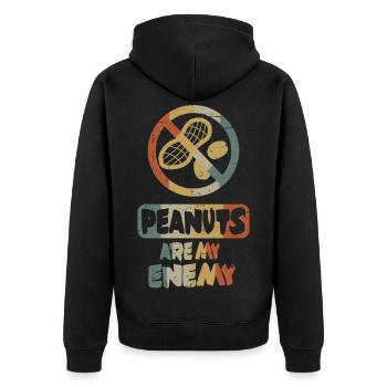 Peanuts are my enemies - Unisex Premium Organic Zip Hoodie - black - Back - Nico (187cm)