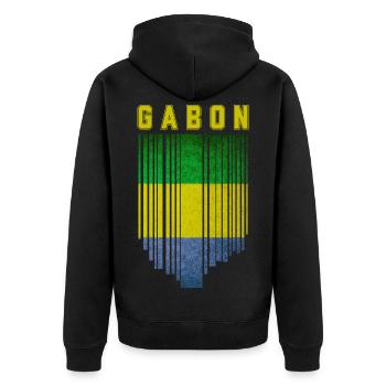 Flagge von Gabun - Unisex Premium Bio Zip Hoodie - Schwarz - Hinten - Nico (187cm)