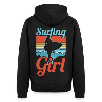 Surfer - Unisex Premium Organic Zip Hoodie - black - Back - Nico (187cm)
