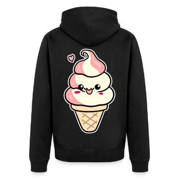 Crème glacée de dessin animé - Veste à capuche bio Premium Unisexe - noir - Dos - Nico (187cm)