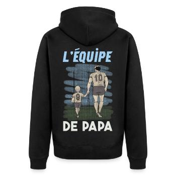 L'Équipe de Papa Rugby En Famille Cadeau Rugbyman - Veste à capuche bio Premium Unisexe - noir - Dos - Nico (187cm)