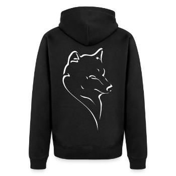 Silhouette de loup minimaliste dessin au trait - Veste à capuche bio Premium Unisexe - noir - Dos - Nico (187cm)