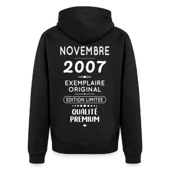 18th Birthday - November 2007 Original - Unisex Premium Organic Zip Hoodie - black - Back - Nico (187cm)