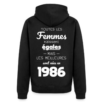 40 Jahre alt – Die Besten wurden 1986 geboren - Unisex Premium Bio Zip Hoodie - Schwarz - Hinten - Nico (187cm)
