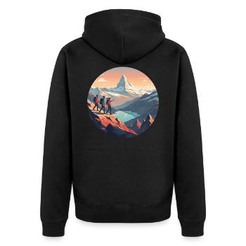 Wander - Unisex Premium Organic Zip Hoodie - black - Back - Nico (187cm)