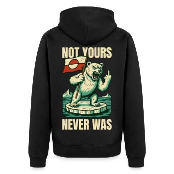 Not Yours Never Was Greenland Is Not For Sale - Unisex Premium Bio Zip Hoodie - Schwarz - Hinten - Nico (187cm)