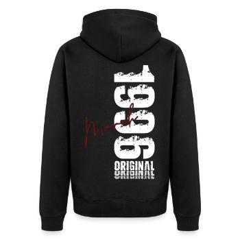 30th Birthday Gift Husband Wife March 1996 - Unisex Premium Organic Zip Hoodie - black - Back - Nico (187cm)