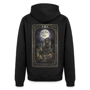 Cemetery Goth Humor Tarot Card - Unisex Premium Organic Zip Hoodie - black - Back - Nico (187cm)