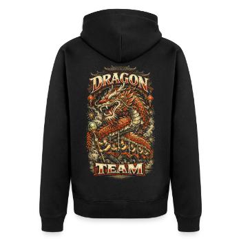 Dragon Dance Drachentanz - Unisex Premium Bio Zip Hoodie - Schwarz - Hinten - Nico (187cm)