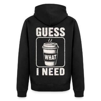 Café, devine ce qu’il me faut, chemise. - Veste à capuche bio Premium Unisexe - noir - Dos - Nico (187cm)