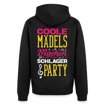 Coole Mädels Machen Schlager Party Outfit - Unisex Premium Bio Zip Hoodie - Schwarz - Hinten - Nico (187cm)