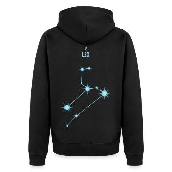 Constellation d’étoile du signe du Lion Bleu pastel - Veste à capuche bio Premium Unisexe - noir - Dos - Nico (187cm)