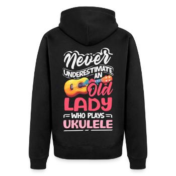 Lustiges Ukulele Designs Und Sprüche - Unisex Premium Bio Zip Hoodie - Schwarz - Hinten - Nico (187cm)