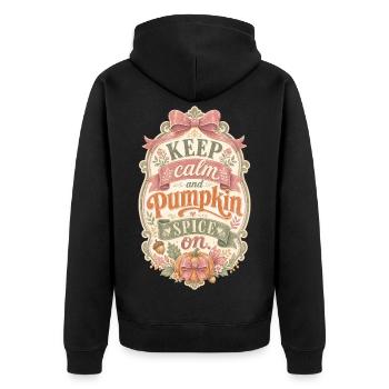 Pumpkin Spice - Unisex Premium Bio Zip Hoodie - Schwarz - Hinten - Nico (187cm)