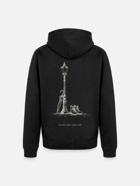 Straßenlaterne Morgendämmerung - Unisex Premium Bio Zip Hoodie - Schwarz