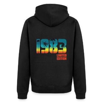 40e anniversaire Année de naissance 1983 Édition limitée - Veste à capuche bio Premium Unisexe - noir - Dos - Nico (187cm)