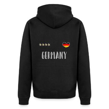Maillot de football Allemagne Drapeau allemand - Veste à capuche bio Premium Unisexe - noir - Dos - Nico (187cm)
