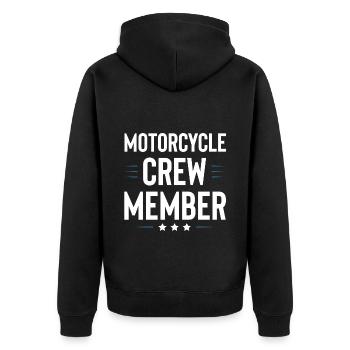 Motorcycle Crew - Unisex Premium Bio Zip Hoodie - Schwarz - Hinten - Nico (187cm)