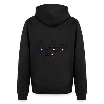 American Football Spielzug USA Runningback - Unisex Premium Bio Zip Hoodie - Schwarz - Hinten - Nico (187cm)