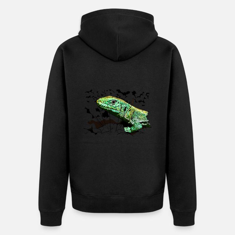 Eine Eidechse im Garten - Unisex Premium Bio Zip Hoodie - Schwarz