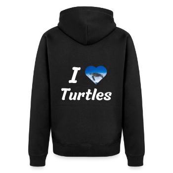 I love Turtles - Unisex Premium Bio Zip Hoodie - Schwarz - Hinten - Nico (187cm)