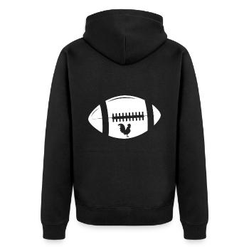 Rugby - Unisex Premium Bio Zip Hoodie - Schwarz - Hinten - Nico (187cm)