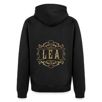 Lea gold - Unisex Premium Organic Zip Hoodie - black - Back - Nico (187cm)