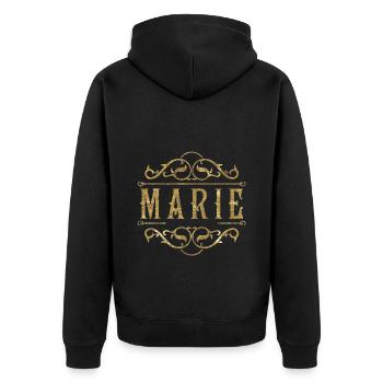 Marie gold - Unisex Premium Organic Zip Hoodie - black - Back - Nico (187cm)