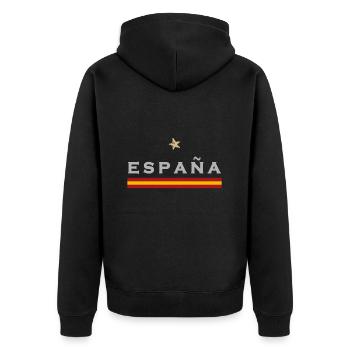 Spanien Fußball Trikot Spanische Flagge - Unisex Premium Bio Zip Hoodie - Schwarz - Hinten - Nico (187cm)