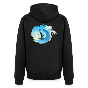 Surfing surfer wave rider wave wave surfboard - Unisex Premium Organic Zip Hoodie - black - Back - Nico (187cm)