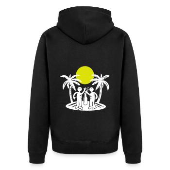 Insel Strand Party Drinking - Unisex Premium Bio Zip Hoodie - Schwarz - Hinten - Nico (187cm)