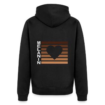 Afro Black History Melanin hat keinen Hautton - Unisex Premium Bio Zip Hoodie - Schwarz - Hinten - Nico (187cm)