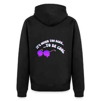 COOL its never too dark to be Sonnenbrille - Unisex Premium Bio Zip Hoodie - Schwarz - Hinten - Nico (187cm)