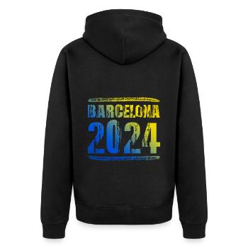 Barcelona 2024 Colorful Holidays - Unisex Premium Organic Zip Hoodie - black - Back - Nico (187cm)