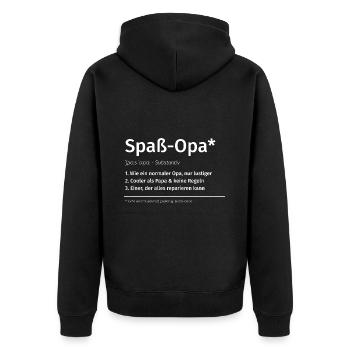 Spaß Opa - alles erlaubt - keine Regeln - Unisex Premium Bio Zip Hoodie - Schwarz - Hinten - Nico (187cm)